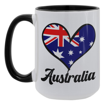 Australia flag, Κούπα Mega 15oz, κεραμική Μαύρη, 450ml