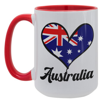 Australia flag, Κούπα Mega 15oz, κεραμική Κόκκινη, 450ml