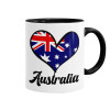 Australia flag, Κούπα χρωματιστή μαύρη, κεραμική, 330ml