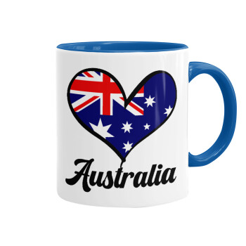 Australia flag, Κούπα χρωματιστή μπλε, κεραμική, 330ml