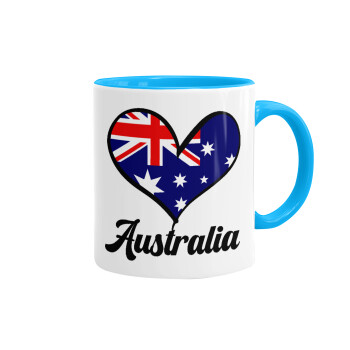 Australia flag, Mug colored light blue, ceramic, 330ml