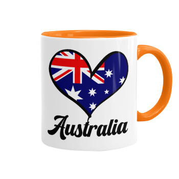 Australia flag, Κούπα χρωματιστή πορτοκαλί, κεραμική, 330ml
