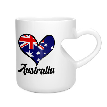 Australia flag, Κούπα καρδιά λευκή, κεραμική, 330ml