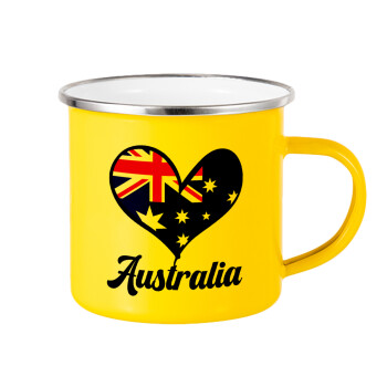 Australia flag, Yellow Enamel Metallic Cup 360ml