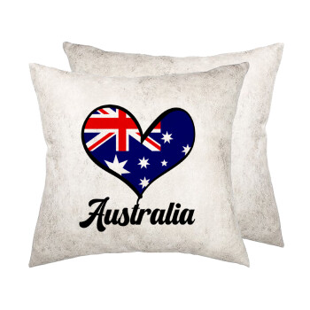 Australia flag, Μαξιλάρι καναπέ Δερματίνη Γκρι 40x40cm με γέμισμα