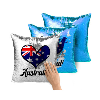 Australia flag, Μαξιλάρι καναπέ Μαγικό Μπλε με πούλιες 40x40cm περιέχεται το γέμισμα