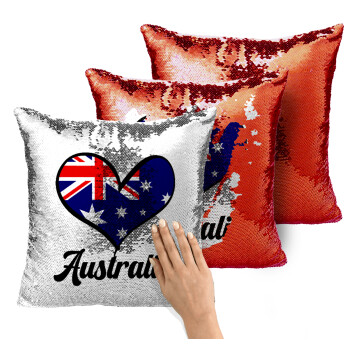 Australia flag, Μαξιλάρι καναπέ Μαγικό Κόκκινο με πούλιες 40x40cm περιέχεται το γέμισμα