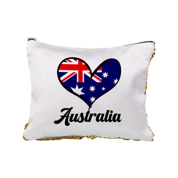 Australia flag, Τσαντάκι νεσεσέρ με πούλιες (Sequin) Χρυσό