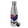 Metallic water bottle, stainless steel, 750ml