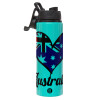 Metallic water bottle with safety lid, 850ml aluminum