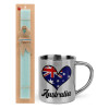 Easter Set, metallic thermal cup (300ml) & aromatic flat Easter candle (30cm) (TURQUOISE)
