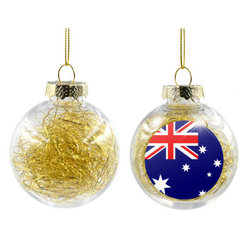 Australia flag, Transparent Christmas tree ball ornament with gold filling 8cm