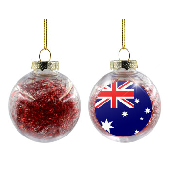 Australia flag, Χριστουγεννιάτικη μπάλα δένδρου διάφανη με κόκκινο γέμισμα 8cm