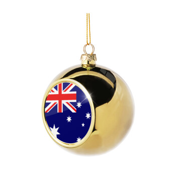 Australia flag, Golden Christmas tree ball ornament 8cm