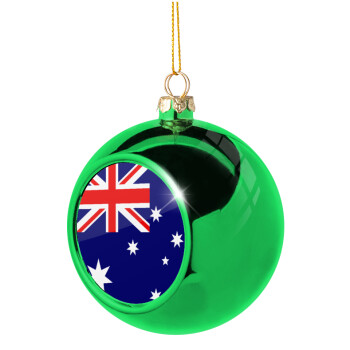 Australia flag, Χριστουγεννιάτικη μπάλα δένδρου Πράσινη 8cm