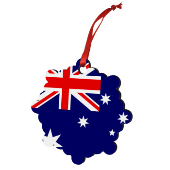Australia flag, Χριστουγεννιάτικο στολίδι snowflake ξύλινο 7.5cm