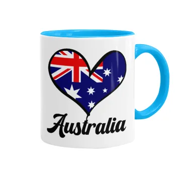 Australia flag, Mug colored light blue, ceramic, 330ml