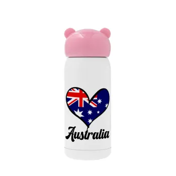 Australia flag, Pink stainless steel thermal flask, 320ml