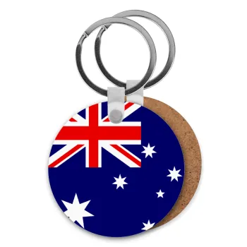 Australia flag, Μπρελόκ Ξύλινο στρογγυλό MDF Φ5cm