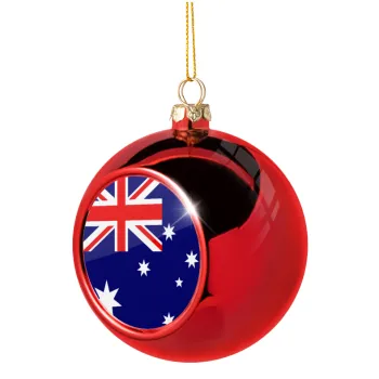 Australia flag, Χριστουγεννιάτικη μπάλα δένδρου Κόκκινη 8cm