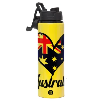 Australia flag, Μεταλλικό παγούρι νερού με καπάκι ασφαλείας, αλουμινίου 850ml