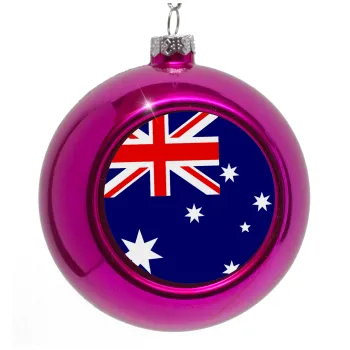 Australia flag, Στολίδι Χριστουγεννιάτικη μπάλα δένδρου Μωβ 8cm