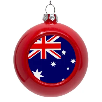 Australia flag, Στολίδι Χριστουγεννιάτικη μπάλα δένδρου Κόκκινη 8cm