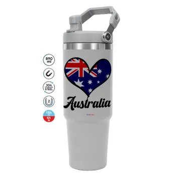Australia flag, GREY Travel Tumbler with Handle 890ml