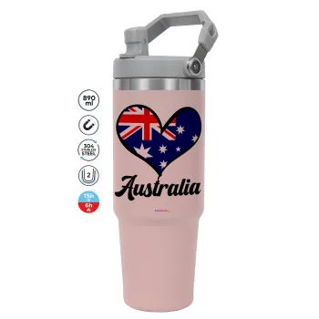 Australia flag, PINK Travel Tumbler with Handle 890ml