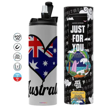 Australia flag, Tumbler stainless steel GREY 600ml