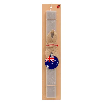 Australia flag, Easter Set, wooden keychain & scented Easter candle flat (30cm) (GRAY)