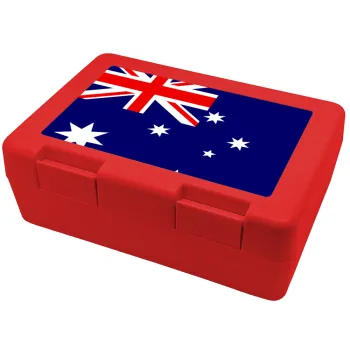 Australia flag, Παιδικό δοχείο κολατσιού ΚΟΚΚΙΝΟ 185x128x65mm (BPA free πλαστικό)