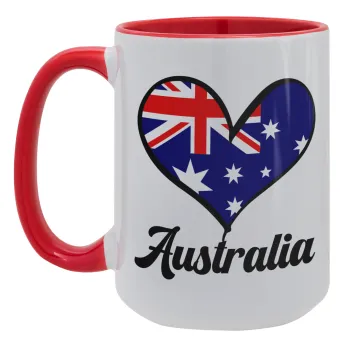 Australia flag, Κούπα Mega 15oz, κεραμική Κόκκινη, 450ml
