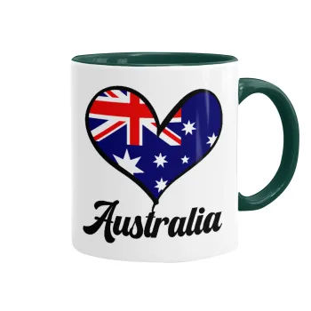Australia flag, Κούπα χρωματιστή πράσινη, κεραμική, 330ml