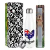Easter candle, metallic white thermos bottle (500ml) & aromatic flat candle (30cm) (GRAY)