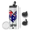 Travel Tumbler θερμό με διπλό καπάκι, μεταλλικό καλαμάκι και βούρτσα καθαρισμού (Ανωξείδωτο 304 Food grade, BPA free, 600ml)