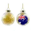 Transparent Christmas tree ball ornament with gold filling 8cm