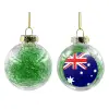 Transparent Christmas tree ball ornament with green filling 8cm