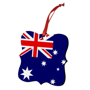Australia flag, Στολίδι Χριστουγεννιάτικο στολίδι polygon ξύλινο 7.5cm