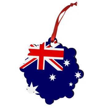 Australia flag, Στολίδι Χριστουγεννιάτικο στολίδι snowflake ξύλινο 7.5cm