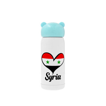 Syria flag, Γαλάζιο ανοξείδωτο παγούρι θερμό (Stainless steel), 320ml