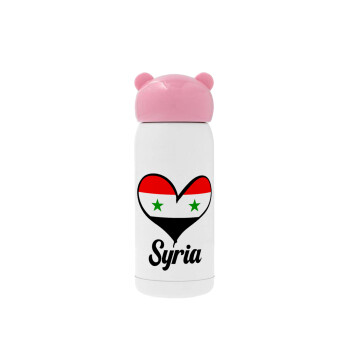 Syria flag, Ροζ ανοξείδωτο παγούρι θερμό (Stainless steel), 320ml