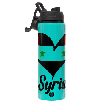Syria flag, Metallic water bottle with safety lid, 850ml aluminum