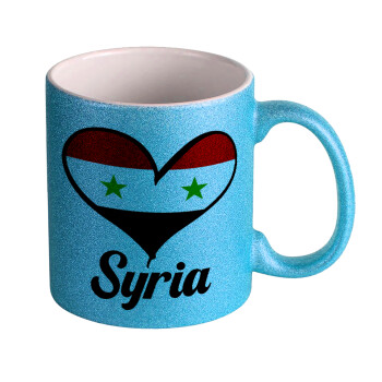 Syria flag, Κούπα Σιέλ Glitter που γυαλίζει, κεραμική, 330ml