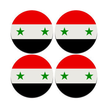 Syria flag, ΣΕΤ 4 Σουβέρ ξύλινα στρογγυλά (9cm)