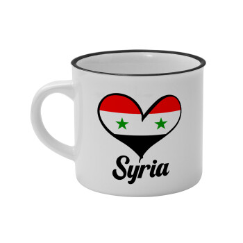 Syria flag, Κούπα κεραμική vintage Λευκή/Μαύρη 230ml