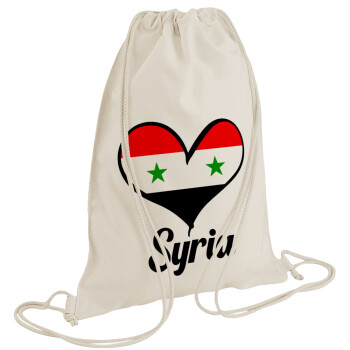 Syria flag, Τσάντα πλάτης πουγκί GYMBAG natural (28x40cm)
