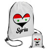 Syria flag, Τσάντα πουγκί με μαύρα κορδόνια 45χ35cm (1 τεμάχιο)