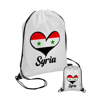 Syria flag, Τσάντα πουγκί με μαύρα κορδόνια (1 τεμάχιο)