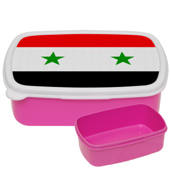 Syria flag, ΡΟΖ παιδικό δοχείο φαγητού (lunchbox) πλαστικό (BPA-FREE) Lunch Βox M18 x Π13 x Υ6cm
